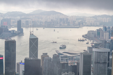 HONG KONG, CHINA â APRIL 24: Viewpoint on The Peak before rain sky have rain cloud on April 24, 2016 in The Peak, Hong Kong, China.のeditorial素材