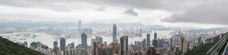 HONG KONG, CHINA â APRIL 24: Viewpoint on The Peak before rain sky have rain cloud on April 24, 2016 in The Peak, Hong Kong, China.のeditorial素材
