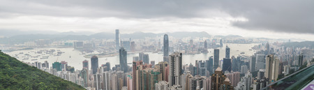 HONG KONG, CHINA â APRIL 24: Viewpoint on The Peak before rain sky have rain cloud on April 24, 2016 in The Peak, Hong Kong, China.のeditorial素材