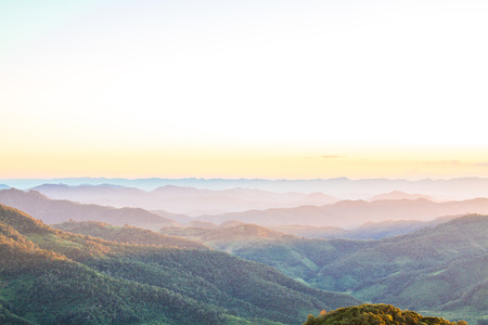 Mountain landscape sunset and skyline with copy space.の写真素材