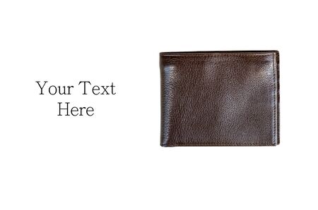 Man wallet leather color brown isolated on white background with copy space. clipping path in picture.の写真素材