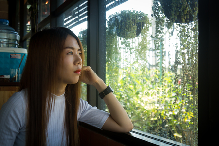 Asia girl beautiful smile on face emotion happy and charming.の写真素材