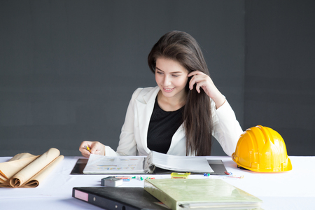 Businesswomen working check business report. Selective focus.の写真素材