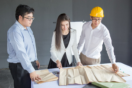 Businessman and Businesswoman work business planning, Teamwork for Success organization. Selective focus.の写真素材