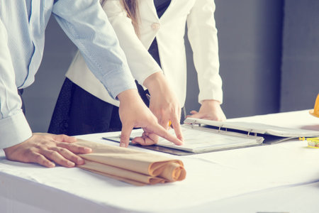 Businessman and Businesswoman work business planning, Teamwork for Success organization. Selective...