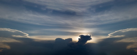 Orange sky and cloud on summer. Sunset time background with copy space.