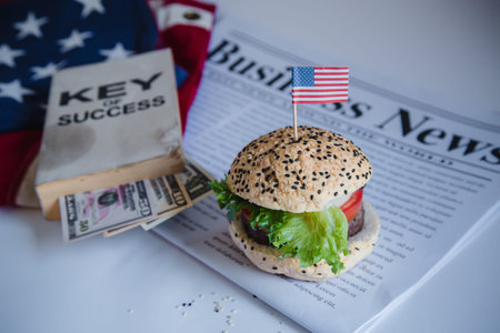 Hamburger food that suits the business rush and busy.