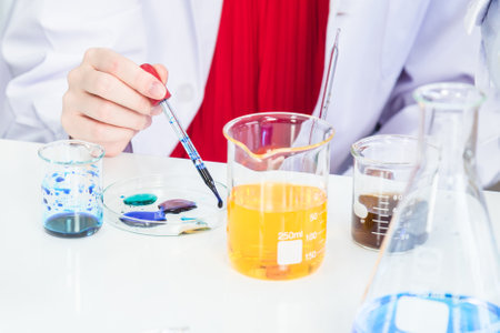 Female Scientists or doctor are trying to find a vaccine against germs Such as the corona virus or COVID 19 in a laboratory.の写真素材