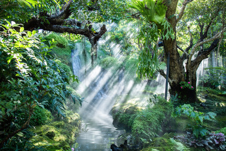 Immerse yourself in the serene beauty of nature. White bathtub in a wooden house, surrounded by green mountains and a peaceful blue sky. Find tranquility and serenity.の写真素材