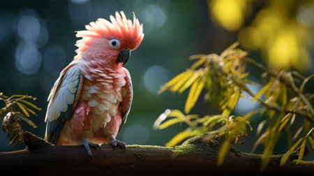 Galah Perched in Nature highlights a stunning bird resting on a branch in the wild.の素材