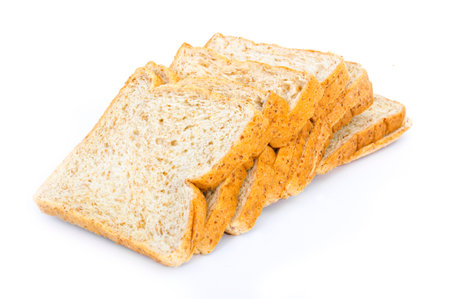 closeup whole wheat bread isolated on white background