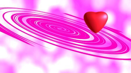 Red hearts on pink backgroundの写真素材