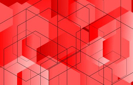 Geometric abstract red hexagon background with line vector illustration.のイラスト素材