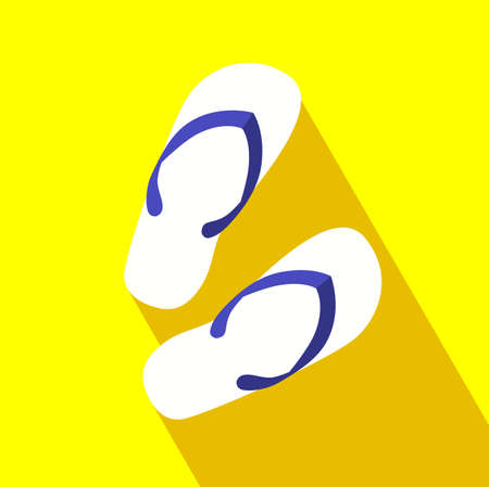 Sandal Icon white  Flat Design on yellow background- Vectorのイラスト素材