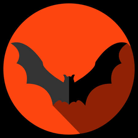 Vector flat bat icon with long shadow.Halloween symbolのイラスト素材