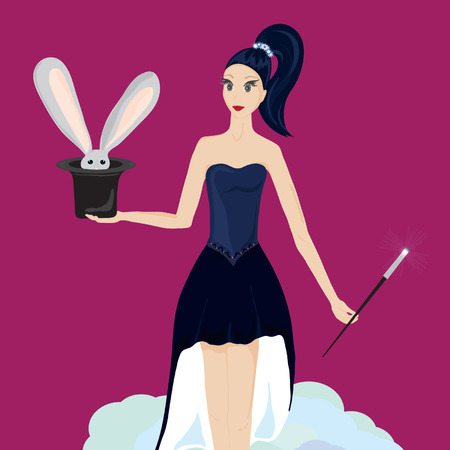 Magician with a rabbitのイラスト素材