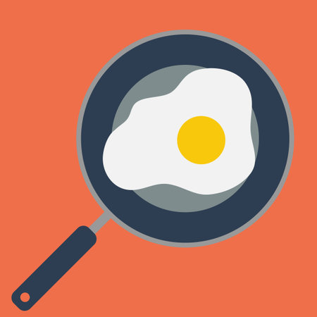 Vector fried egg on pan
