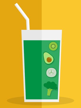 vector illustration healthy green smoothie in grassのイラスト素材