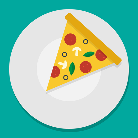 vector illustration pizza on plateのイラスト素材