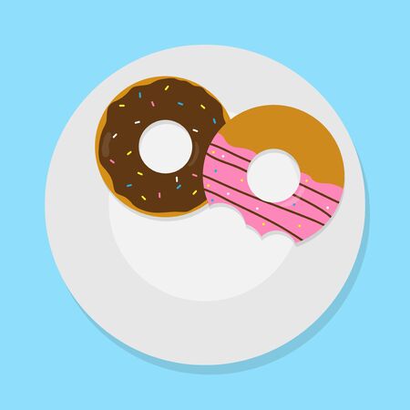 vector illustration donuts on plateのイラスト素材