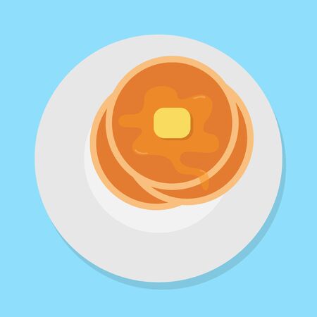 vector illustration of pancakes with honey and butterのイラスト素材