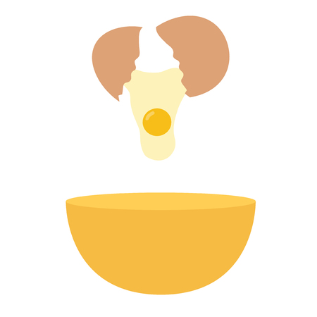 vector illustration of a broken egg with  yolk  on bowlのイラスト素材
