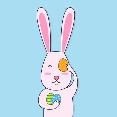 Easter bunny holding easter eggs.vector illustration.のイラスト素材