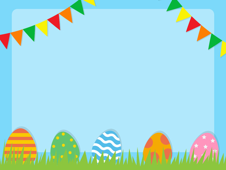 easter background with easter egg in grassのイラスト素材