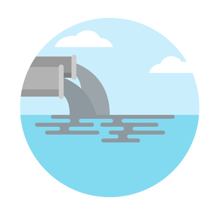 icon of water pollution from industry.dirty waste water in the seaのイラスト素材