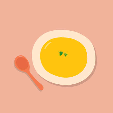 Pumpkin Soup. Thanksgiving food. Vector illustrationのイラスト素材