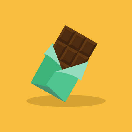 Chocolate bar. Sweet snack food. Flat design. Vector illustrationのイラスト素材