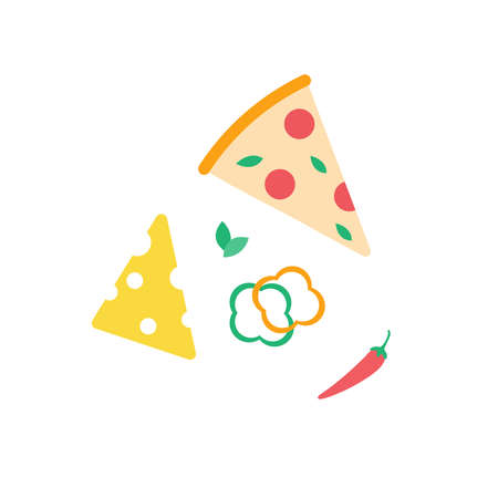 cute pizza and ingredient icon set . vector illustrationのイラスト素材