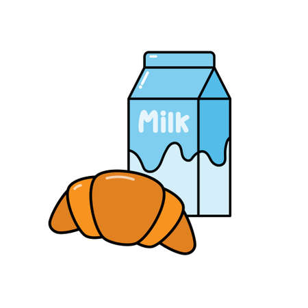 Croissant and milk. Food icon. Vector illustrationのイラスト素材