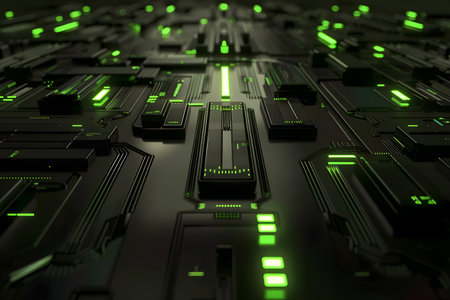 Abstract futuristic circuit board background. 3D rendering of high tech.の素材