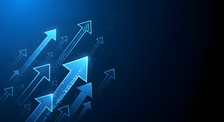 Abstract arrows on a dark blue background. Vector illustration for your designの素材