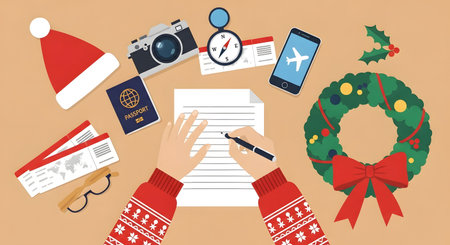Flat design illustration concepts for Christmas holiday planning, planning and marketing.の素材