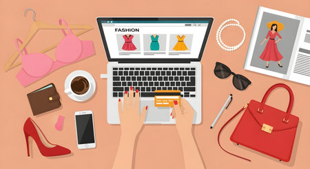 Flat design modern vector illustration concept of online shopping, fashion and lifestyle.の素材