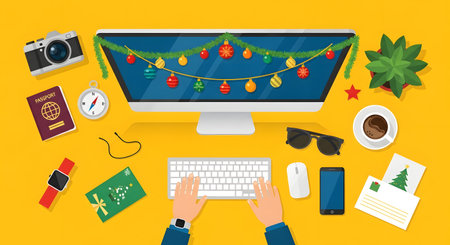Flat design vector illustration concepts for Christmas and New Year holidays.の素材