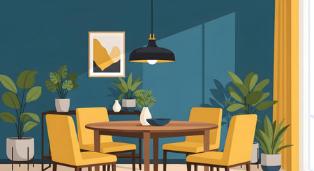 Interior of the living room with furniture. Vector illustration in flat styleの素材