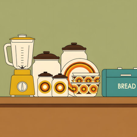 Kitchen utensils on shelf. Vector illustration in flat styleの素材