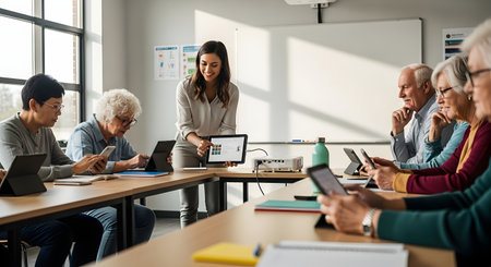Group of senior business people working together in a modern office. Selective focus.の素材
