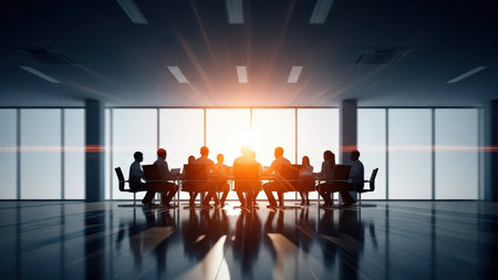 Group of business people meeting in modern conference room. 3D renderingの素材