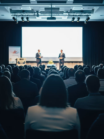 Speaker Giving a Talk at Business Meeting. Audience in the conference hall. Business and Entrepreneurship.の素材
