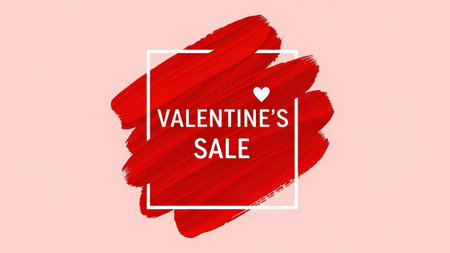 Valentines day sale banner with brush stroke. Vector illustration.の素材