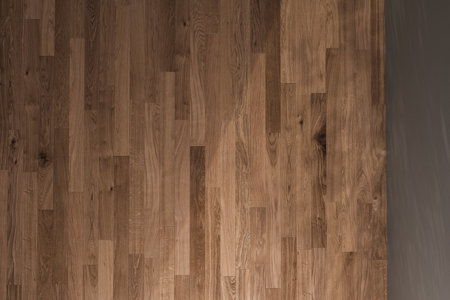 Top view of parquet floor in empty room. 3d renderingの写真素材