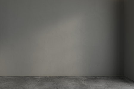 3d rendering, 3d illustration - Empty room with Gray Color background wall, concrete floor. Suitable for interior rooms, offices, furniture template. Mockup.の写真素材