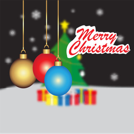 Hanging ball against a Christmas tree background. Design Vector Illustrationのイラスト素材