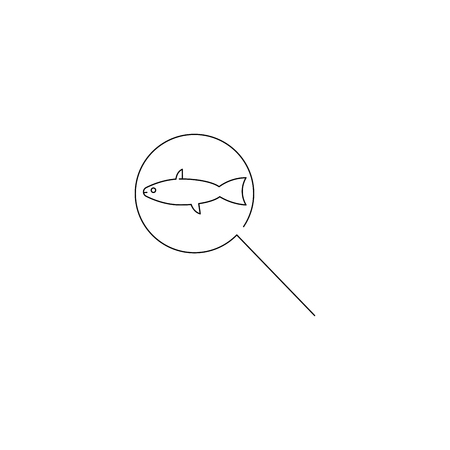 fish search simple line vector web graphic iconのイラスト素材