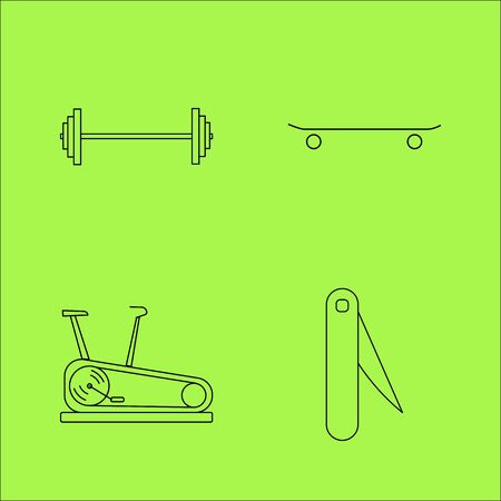 Sport And Wellness linear outline vector icon setのイラスト素材