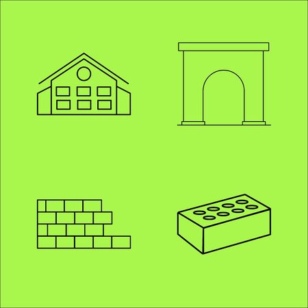Buildings Ans Construction simple linear outline vector icon set.のイラスト素材